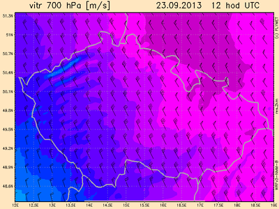 FLYMET Windvorhersage 700 mbar 12 UTC