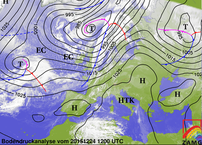 Bodendruckanalyse 24.12.15, 12 UTC 