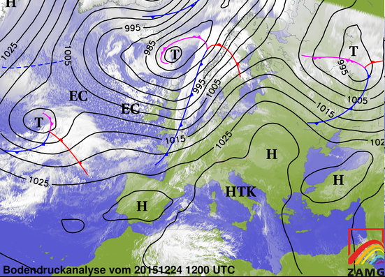Bodendruckanalyse 24.12.15, 12 UTC 