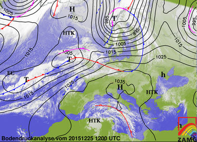 Bodendruckanalyse 25.12.15, 12 UTC 