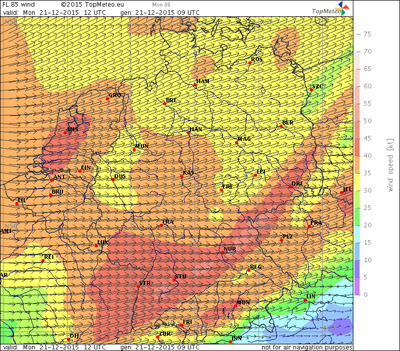 Windvorhersage FL85, 21.12.15, 12 UTC