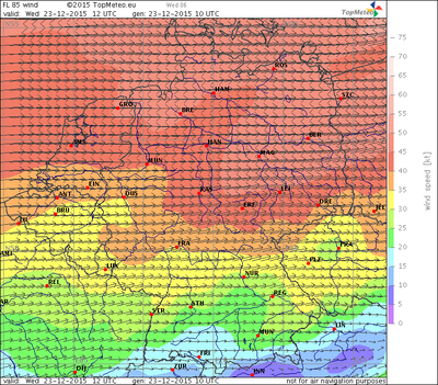 Windvorhersage FL85, 23.12.15, 12 UTC