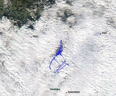 Flugweg und Satellitenbild in Google Earth