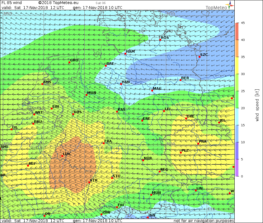 Windvorhersage Topmeteo FL85