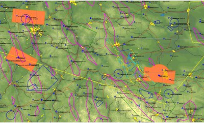 Flugweg und vorhergesagte Steiggebiete des DWD  (als Wavemap-Luftraumdatei) 