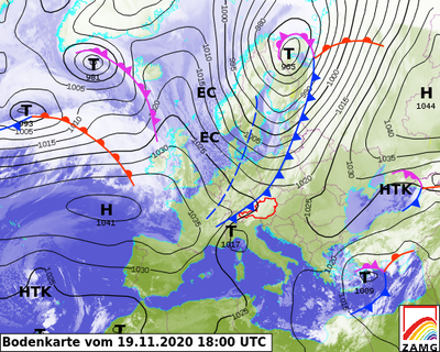 ZAMG Bodenkarte, 18 UTC