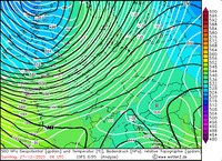 500 hPa Geopotential / Temperatur / Bodendruck, 6 UTC