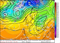 500 hPa Geopotential / Temperatur / Bodendruck, 0 UTC