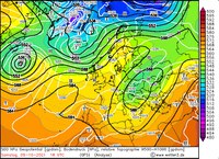 500 hPa Geopotential / Temperatur / Bodendruck, 18 UTC