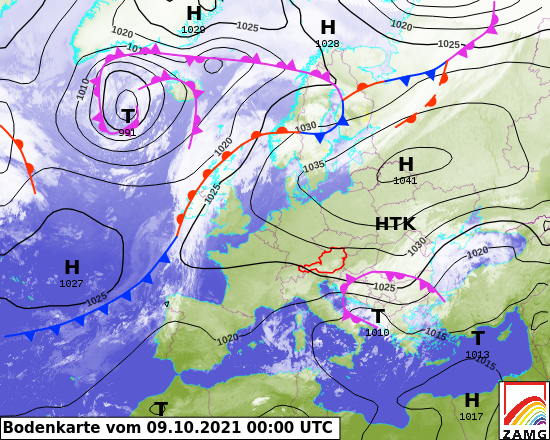 ZAMG Bodenkarte, 0 UTC